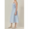 English Factory Women’s Checked Smocked Midi Dress(Powder Blue)