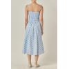 English Factory Women’s Checked Smocked Midi Dress(Powder Blue)