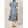 English Factory Women’s Contrast Scallop Edge Midi Dress(Navy Multi)