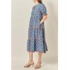 English Factory Women’s Contrast Scallop Edge Midi Dress(Navy Multi)