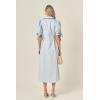 English Factory Women’s Stitch Detailed Midi Dress(Sky Blue/Purple)