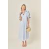 English Factory Women’s Stitch Detailed Midi Dress(Sky Blue/Purple)