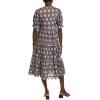Scallop Trim A-line Midi Dress(Blue/Brown)