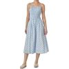 English Factory Women’s Checked Smocked Midi Dress(Powder Blue)