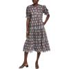 Scallop Trim A-line Midi Dress(Blue/Brown)