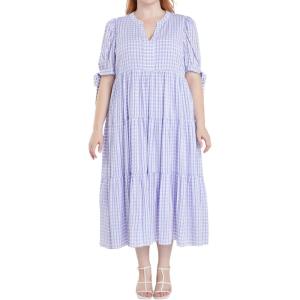 English Factory Women’s Gingham Tiered Midi Dress(Lavender)
