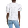 Floral Embroidery V-neck Top(White)
