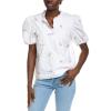Floral Embroidery V-neck Top(White)