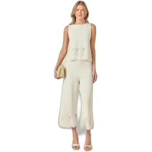 English Factory Women’s Fringe Detailed Sleeveless Knit Top(Off-white)