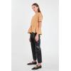 English Factory Women Mixed Media Scallop Detail T-shirt, TAN, M