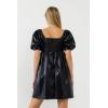 English Factory Women’s Faux Leather Mini Dress, Black, S