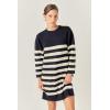 English Factory Women’s Stripe Knit Dress, Navy/Off White, S