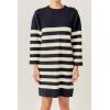 English Factory Women’s Stripe Knit Dress, Navy/Off White, S
