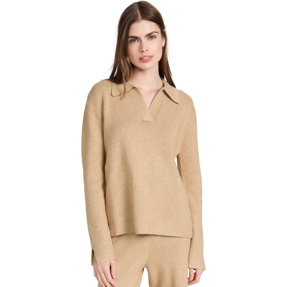 image:imageEnglish Factory Womens Polo Collar Knit SweaterCamel